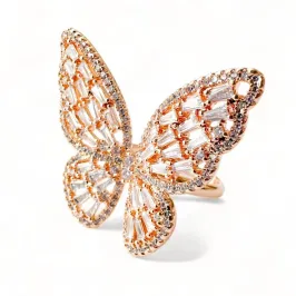 ANEL BORBOLETA CRISTAIS ZIRCONIA CRISTAL PEROLA 19