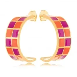 BRINCO ARGOLA ESMALTADA LARANJA ROSA