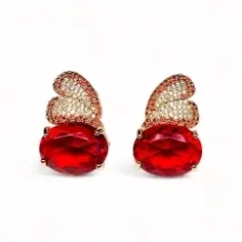 BRINCO PEDRA RUBI ZIRCONIA COLOR