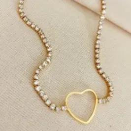 COLAR CHOKER RIVIERA PINGENTE CORACAO VAZADO