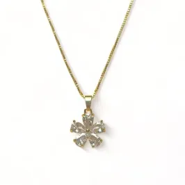 COLAR PINGENTE FLOR ZIRCONIA CRISTAL
