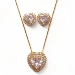 CONJUNTO CORAÇÃO CRISTAL ZIRCONIA CRISTAL