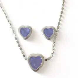 CONJUNTO CORAÇÃO OLHO GREGO MADREPEROLA ZIRCONIA CRISTAL