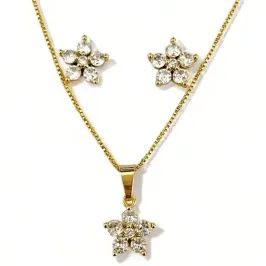 CONJUNTO FLOR ZIRCONIA CRISTAL