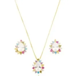 CONJUNTO GOTA CRISTAL ZIRCONIA COLOR