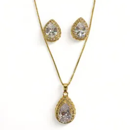 CONJUNTO GOTA PEDRA ZIRCONIA CRISTAL