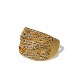 ANEL FILEIRAS ZIRCONIA CRISTAL