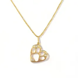 COLAR PINGENTE CORAÇÃO PATINHA VAZADA ZIRCONIA CRISTAL