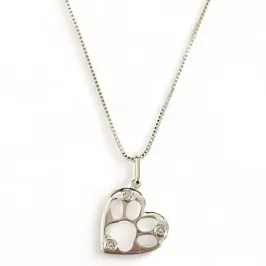COLAR PINGENTE CORAÇÃO PATINHA VAZADA ZIRCONIA CRISTAL