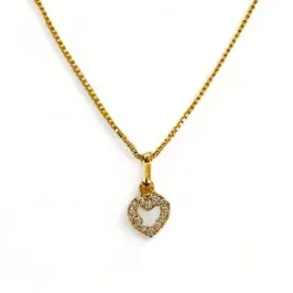 COLAR PINGENTE CORAÇÃO VAZADO ZIRCONIA CRISTAL