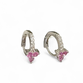 BRINCO ARGOLA FLOR QUARTZO ROSA