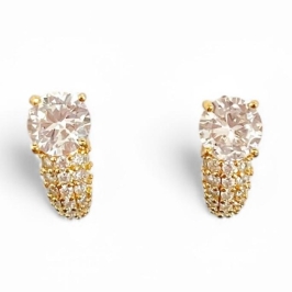 BRINCO ARGOLA PEDRA ZIRCONIA CRISTAL