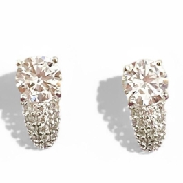 BRINCO ARGOLA PEDRA ZIRCONIA CRISTAL