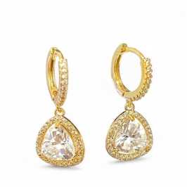 BRINCO ARGOLA PINGENTE TRIANGULO PEDRA ZIRCONIA CRISTAL