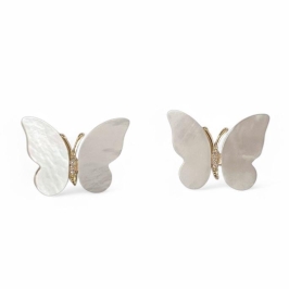 BRINCO BORBOLETA MADREPEROLA ZIRCONIA CRISTAL