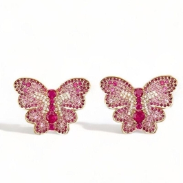 BRINCO BORBOLETA RUBELITA ZIRCONIA CRISTAL
