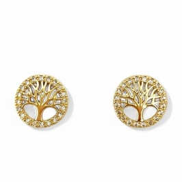 BRINCO CIRCULO ARVORE DA VIDA ZIRCONIA CRISTAL