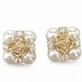 BRINCO FLOR PEROLA ZIRCONIA CRISTAL