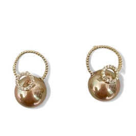 BRINCO PEROLA DOURADA ZIRCONIA CRISTAL
