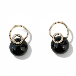 BRINCO PEROLA PRETA ZIRCONIA CRISTAL