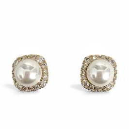 BRINCO QUADRADO PEROLA ZIRCONIA CRISTAL