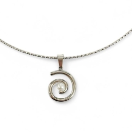 COLAR ARO PINGENTE ESPIRAL PEROLA