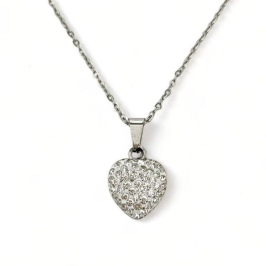 COLAR PINGENTE CORAÇÃO STRASS CRISTAL
