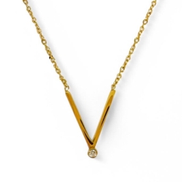 COLAR PINGENTE V ZIRCONIA CRISTAL