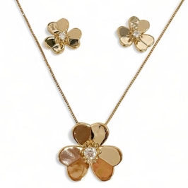 CONJUNTO FLOR LISA ZIRCONIA CRISTAL