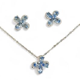 CONJUNTO FLOR TOPAZIO ZIRCONIA CRISTAL