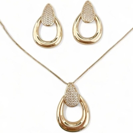 CONJUNTO GOTA VAZADA GOTA ZIRCONIA CRISTAL