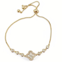 PULSEIRA TREVO MADREPEROLA ZIRCONIA CRISTAL