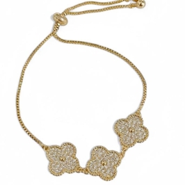 PULSEIRA TREVO ZIRCONIA CRISTAL