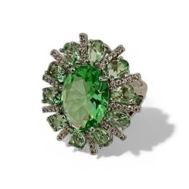 ANEL PEDRA QUARTZO VERDE ZIRCONIA CRISTAL 21