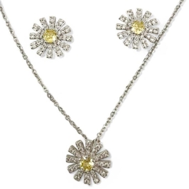 CONJUNTO FLOR CITRINO ZIRCONIA CRISTAL