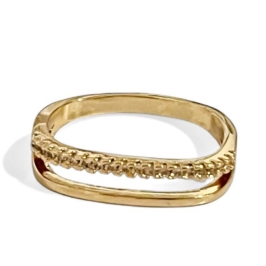ANEL QUADRADO FILEIRA ZIRCONIA CRISTAL 19