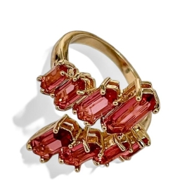 ANEL FILEIRAS CRISTAIS QUARTZO ROSA