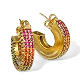 BRINCO ARGOLA BAGUETE ZIRCONIA COLOR