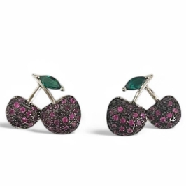 BRINCO CEREJA ZIRCONIA COLOR