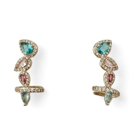 BRINCO EAR CUFF GOTAS ZIRCONIA COLOR