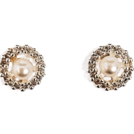 BRINCO FLOR PEROLA ZIRCONIA CRISTAL