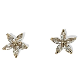 BRINCO FLOR ZIRCONIA CRISTAL