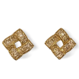 BRINCO LOSANGO VAZADO BAGUETE CRISTAL