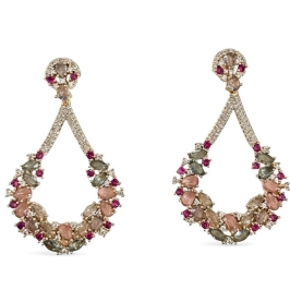 BRINCO PENDULO CRISTAIS COLOR ZIRCONIA CRISTAL