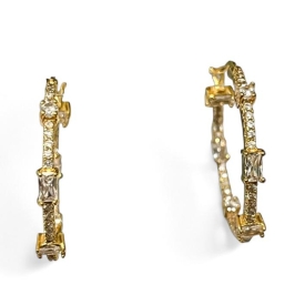 BRINCO ARGOLA BAGUETE ZIRCONIA CRISTAL