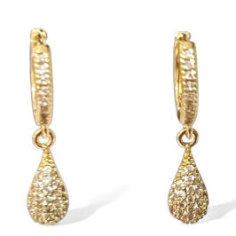 BRINCO ARGOLA PINGENTE GOTA ZIRCONIA CRISTAL