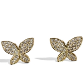 BRINCO BORBOLETA ZIRCONIA CRISTAL