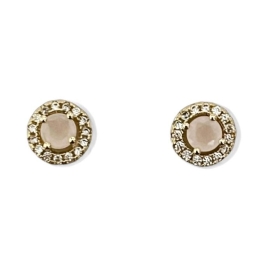 BRINCO CIRCULO PEDRA QUARTZO ROSA ZIRCONIA CRISTAL