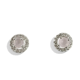 BRINCO CIRCULO PEDRA QUARTZO ROSA ZIRCONIA CRISTAL