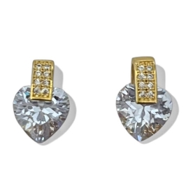 BRINCO CORAÇÃO PEDRA ZIRCONIA CRISTAL